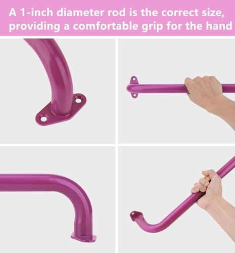 BiJun 17 Inch Monkey Bars Heavy Duty Metal Playground Handles,Pink 6 Pack | Indoor Outdoor Ceiling Grab Bars,Anti-Rust Steel,300LBS Capacity,for Backyard Climbing Frame Treehouse Wall Ladder - color: Pink- 6PCS