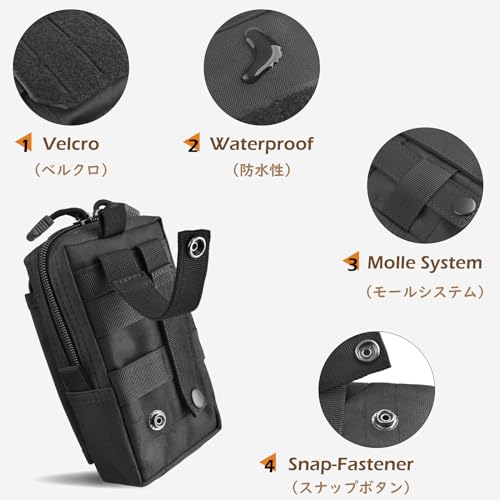 TRIWONDER Tactical Phone Pouch Molle, Smartphone Holster Bag EDC Utility Cellphone Lock Card Holder Organizer Fit for Waist Belt Case - color: 01 Black