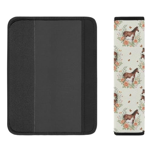 2 Pack Rose Pony Flower Horse Car Seat Belt Pad Soft Padded Seat Belt Cushion for Child, Stroller Pushchair High Chair, Shock Absorption - color: Pattern 499