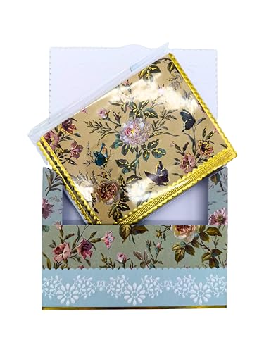 Poster Foundry Set of 3 - Garden Butterfly Boxed Note Cards by Carol Wilson. 10 embossed 4x5 Die-Cut Notecards and Matching Envelopes in Decorative Gift Box with Magnetic Flap. NCP2363 - color: Nature - Butterflies in Garden, style: 3 gift box sets / 30 c