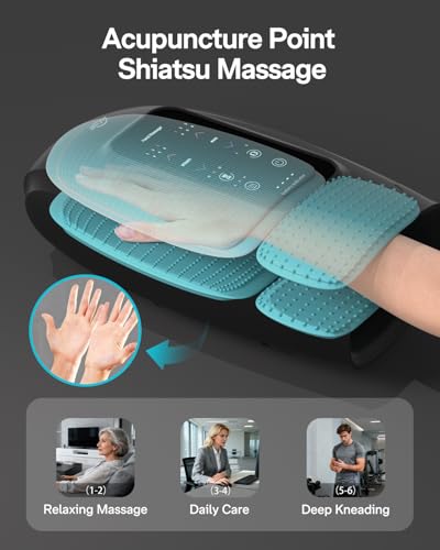 ALLJOY Hand Massager for Arthritis and Carpal Tunnel Relief, Touchscreen Cordless Hand Massager with Vibration and Heat, 6 Levels Pressure Point Therapy, FSA Eligible HSA, Gifts for Women Men