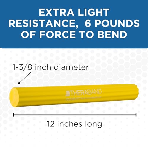 THERABAND FlexBar Resistance Bar, Extra Light, Wrist & Forearm, Yellow | Flex therapy bar for physical therapy, wrist and forearm exercise, with a non slip grip - color: Yellow - Extra Light, style: New Version
