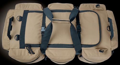 100L Large Military Duffle Bag Deployment Duffel Bag Sports Equipment Travel Luggage Bag with Detachable Backpack Straps… - color: Tan+Black