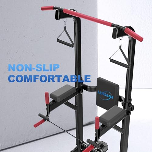 Pull Up Dip Station for Home Gym, Power Tower with Backrest, Adjustable Height Pull Up Bar Stand, Multifunctional Strength Training Fitness Workout Station