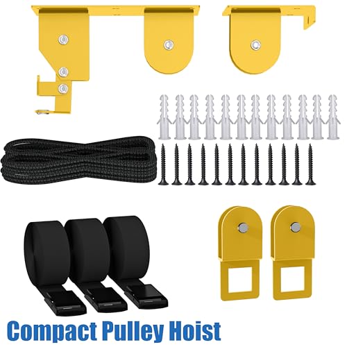 TRUSOON Ladder Pulley Hoist, Self-Locking Ceiling Lift System, 10-18 ft | Self-locking mechanism, holds up to 100 lbs, fits ladders kayaks bikes & more, all hardware included, easy solo operation