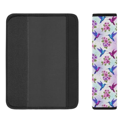 Universal Soft and Comfortable Seat Belt Cover for Adult Use, Stroller Pushchair High Chair, 2 Pack Floral Bird Purple Flower Hummingbird Shoulder Harness Cover - color: Pattern 768
