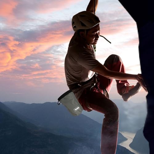 Rock Climbing Bag Anti-Slip Multifunctional Flexible | Waterproof for Climbing Bouldering Gymnastics Fitness Weight-Lifting Strongman Gym Workout Bouldering Chalk Pouch Climbing - color: Gray powder bag + D-shaped buckle