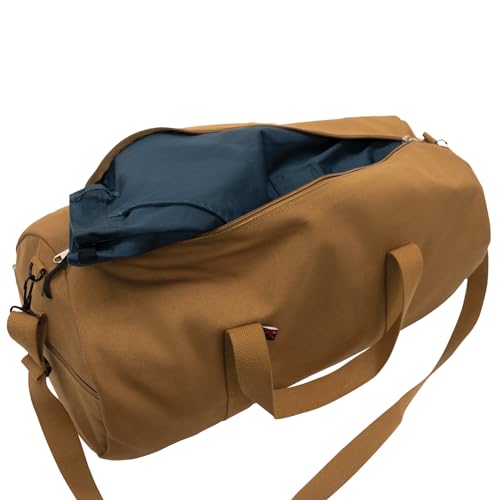 Rothco Heavy-Duty Canvas Shoulder Duffle Bag - Rugged Travel Gym Gear Equipment Bag - color: Work Brown, size: 19 Inches