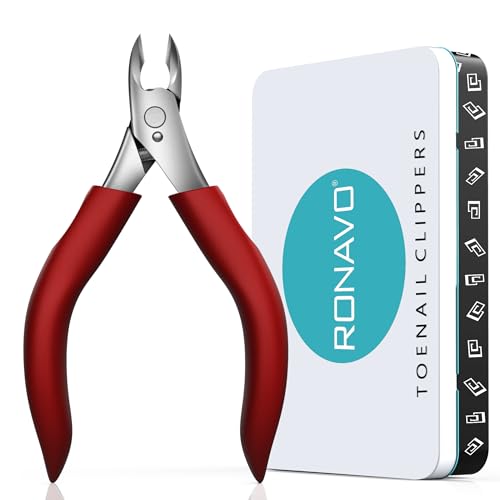 Toenail Clippers for Thick Nails for Seniors - Heavy Duty Toe Nail Clippers for Men & Elderly with Thick Toenails, Professional Nail Clippers with Long Handle for Inflexible Joints, Sharp Curved Blade - style: Professional Nail Clippers - Red