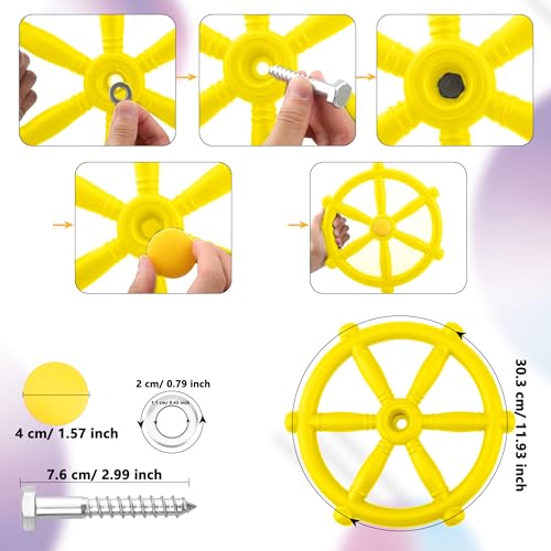 Playground Steering Wheel Plastic Pirate Ship Wheel Playground Swingset Steering Wheel Playset Accessories for Kids Outdoor Backyard Playhouse Treehouse (1, Yellow) - color: Yellow