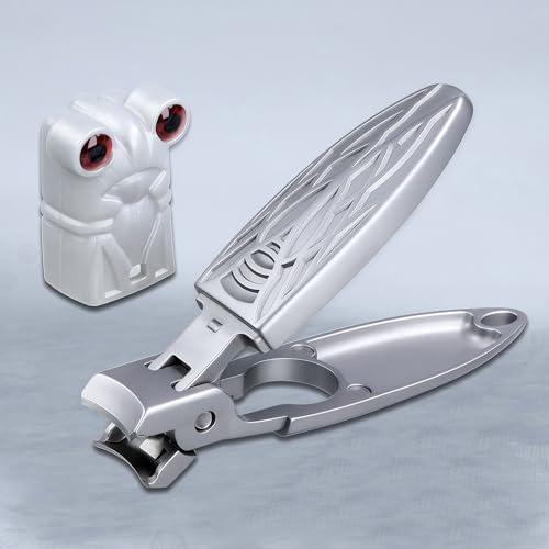Nail Clippers for Men Thick Nails, Wide Jaw Opening Ultra Sharp Anti-Splash Toenail Clippers for Seniors, Stainless Steel, Comes with Storage Case, Silver