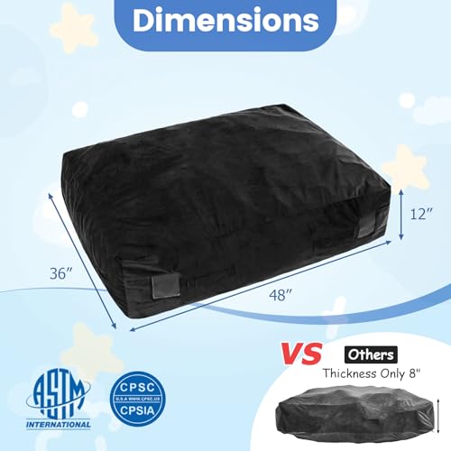 GYMAX Crash Pad for Kids Sensory, 4.75FTx4.75FT/4 FTx3 FT Sensory Crash Mat w/Washable Cover & Foam Blocks for Jump, Climb, Gymnastics, Sensory Therapy, Kids, Adults