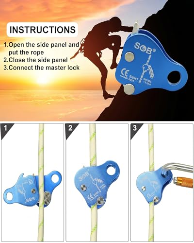 Climbing Ascender Fall Protection Device - Aluminum Magnesium Alloy Rope Grab Clamp for Rock Climbing, Mountaineering, Arborist, Aerial Work