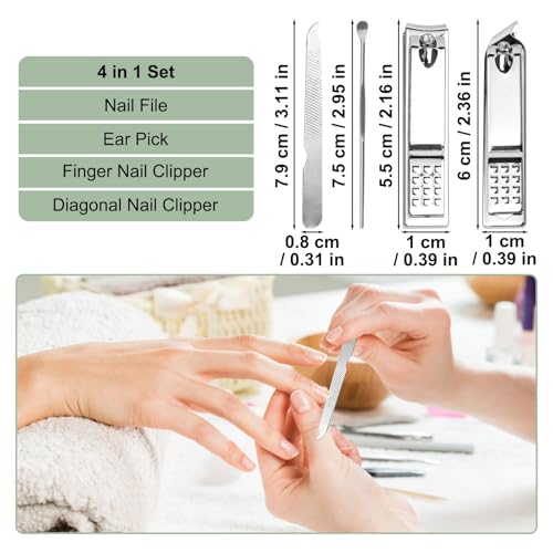 20 Sets Manicure Set Bulk, Nail Clippers Kit Stainless Steel Fingernail Clippers Set, Sturdy Nail Tip Cutter Trimmers Professional Grooming Toenail Clippers Personal Pedicure Kits Gift (Green 4 in 1) - color: Green