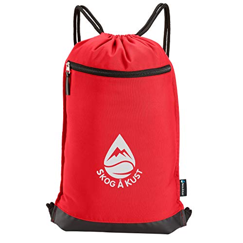 Skog Å Kust GymSak | Patented 2-in-1 Drawstring Cinch Bag with Removable Waterproof Dry Bag | Red - color: Red