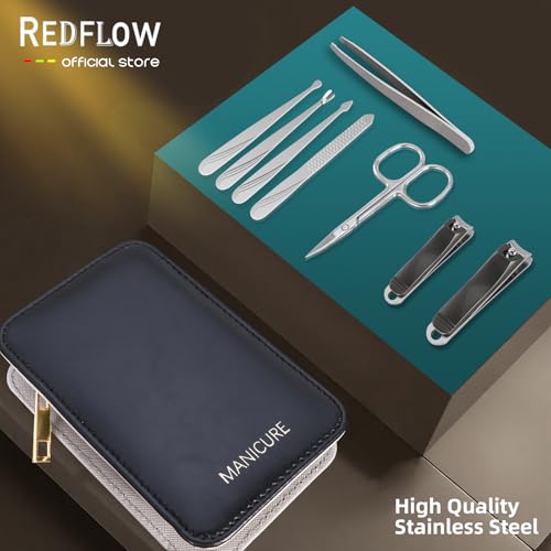 Manicure Set 8 in 1 Stainless Steel Nail Clippers for Men，Manicure Kit for Women，Nail Grooming Kit，Nail Clipper Set，Personal Care Tools - color: Stainless Steel Black