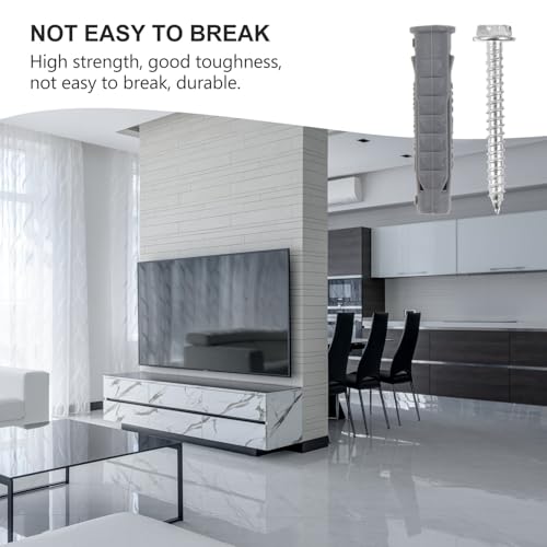 Hemobllo 6pcs Plastic Expansion Anchors and Carbon Steel Screws Set for Air Conditioner and Tv Wall Mount Installation, Self-Drilling Hollow-wall Anchors with Flat Screws for Drywall