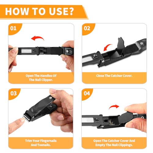 Nail Clippers for Men Women with Catcher - No Mess,Self-Collecting Heavy Duty Nail Clippers for Fingernails & Toenails, for Adult,Home,Travel,Gifts (No Splash Design)