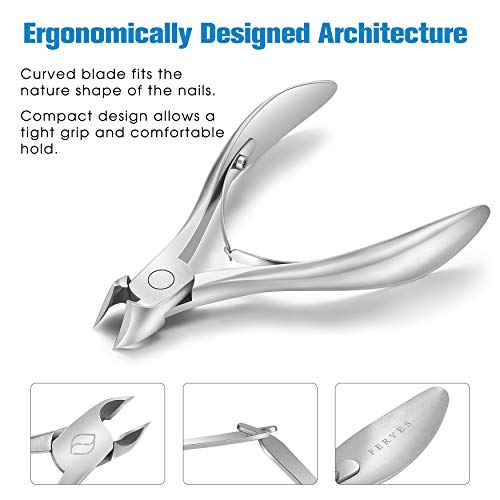 FERYES Toenail Clippers for Ingrown,Thick Toenails, 4R13 Stainless Steel Large Handle Fingernail Clipper,Nail Clipper - Silver - color: Silver