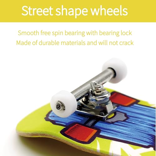 36mm Pro Fingerboard with Wooden Finger Skateboard Deck Upgraded Finger Board Trucks Street Shape Bearing Wheels (Skate) - color: Skate