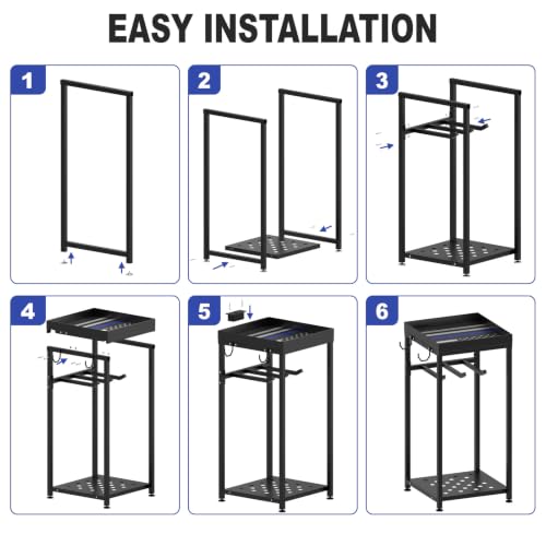 Police Gear Rack with Built-in Power Strip, Tactical Gear Organizer Stand for Duty Belt, Police Vest, Body Armor, Plate Carrier, Helmet Storage, Heavy Duty Gear Rack - size: Freestanding
