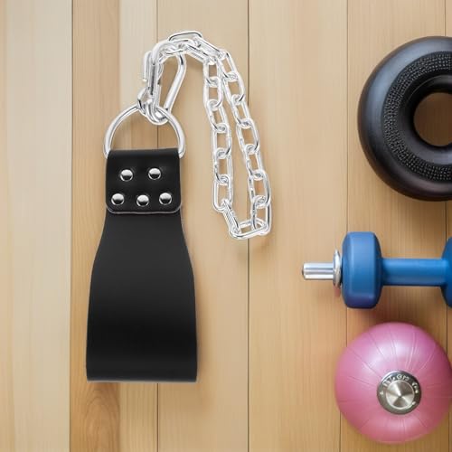 Weightlifting Dip Belt with Heavy Duty Iron Chain Adjustable Pull-up and Squat Workout Belt for Men and Women Fitness Training