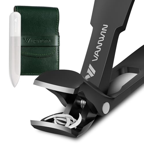 Toenail Clippers for Seniors Thick Toenails, Angled Head Large Toe Nail Clippers for Men with Wide Jaw Opening, Sharp Heavy Duty Fingernail Clipper with Catcher Nail Cutter Long Handle Black - style: Black
