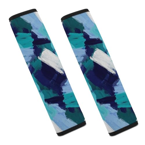 2 Pack Teal Grey Turquoise Blue Abstract Art Seat Belt Shoulder Pad Breathable Shoulder Harness Cover for Child, All Vehicles, Neck and Shoulder Support - color: Pattern 95