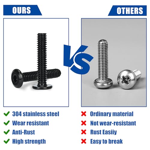 50 Pcs 1/4-20 x 1/2 Flat Head Hex Socket Cap Screws Bolts,Black Oxide 304 Stainless Steel 18-8,Allen Socket Drive,Fully Machine Thread (1/4-20 x 1/2 50pcs) - size: 1/4-20 x 1/2 50pcs