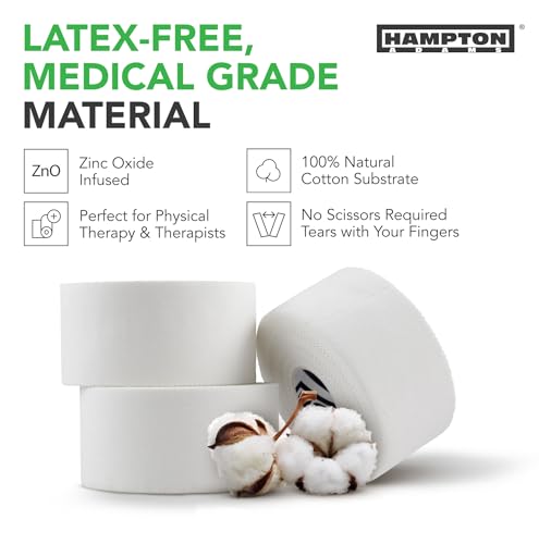 Hampton Adams | As Seen on Shark Tank | Original Sports Medical Athletic Tape (8-Pack) | 45ft Rolls | No Sticky Residue Easy Tear | for Athletes Trainers First Aid Injury Wrap | Ankles Wrist - color: White