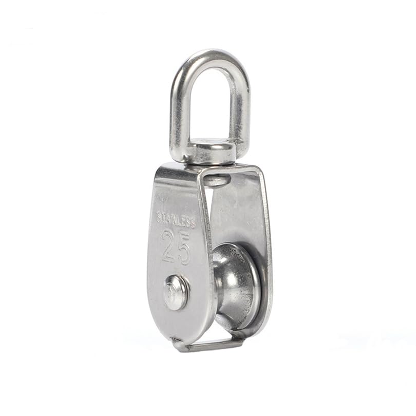 2Pcs M25 Single Pulley Block 304 Stainless Steel Swivel Cable Pulleys Wheel for Lifting/Hanging Pulley System, Heavy Duty Rope Single Wheel Kit, Max-Load 150kg/330lbs
