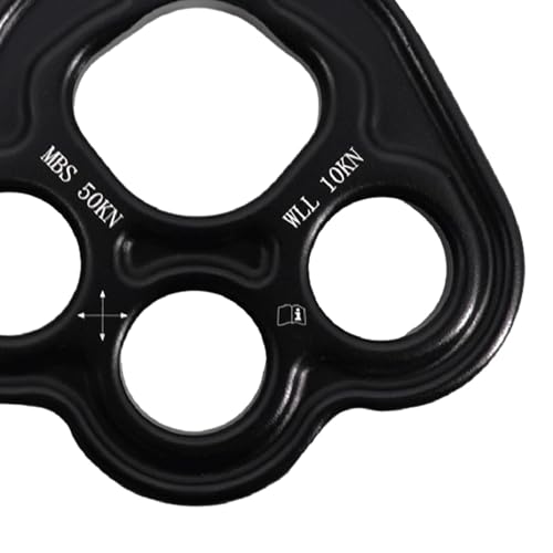 4 Holes Paw Rigging Plate Rope Access Climbing Anchor Lightweight Sturdy Rock Climbing Gear Force Divider Plate, Black