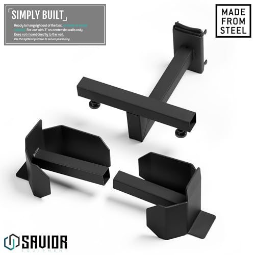 Savior Equipment Wall Rack System Tactical Belt Attachment Gear Wall Mount Display Rack Organizer Hanger, Adjustable Width, Heavy-Duty Steel Construction Hold Up to 20 lbs - color: Obisidian Black