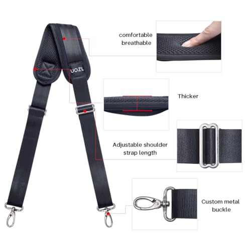 59 Inch Shoulder Straps, Soft with Ultra-Thick Fixed Shoulder Pad, Two Way Independently Adjustable Buckle Replacement Straps for Laptop Bag Messenger Bag Tool Bag Luggage,Black - color: Black, size: 59 inch