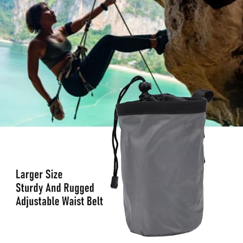 ASHATA Large Capacity Climbing Chalk Bag, Adjustable Waist Belt Gym Chalk Pouch for Rock Climbing & Gymnastics