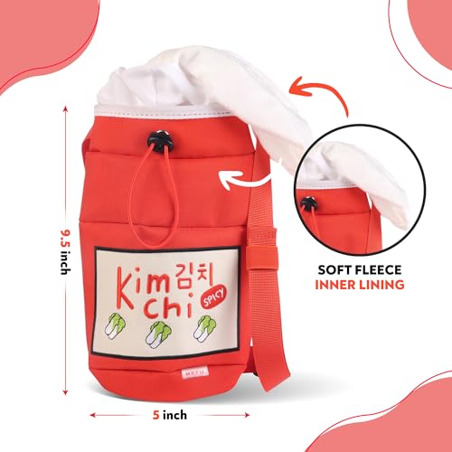 Chalk Bag for Rock Climbing, Bouldering, and Weightlifting - Asian-Inspired Design - Premium Chalk Bucket with Quick-Clip Belt, Zipper Pocket, Brush Holder - color: Kimchi
