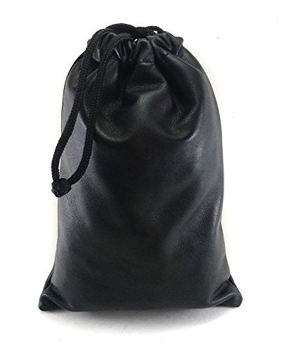 Multiple use Lambskin Leather Pouch with Drawstrings: (Black, 23 cm X 31 cm) - color: Black