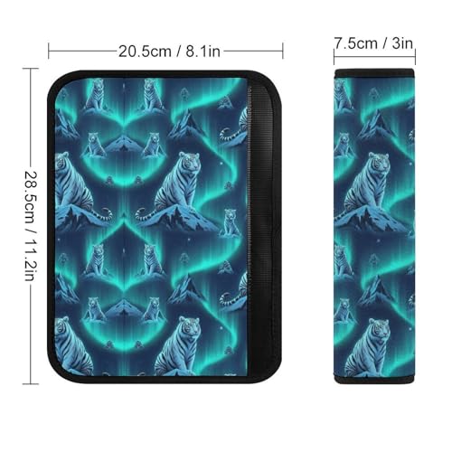 Soft Padded Car Seat Belt Pad for Child, Most Cars, 2 Piece Ice White Tiger Art Seat Belt Cushion Comfortable Driving - color: Pattern 1020
