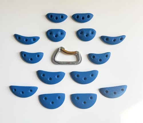 14 Screw On Crimp Rock Climbing Holds Advanced Climbing Holds Home Climbing Wall Bouldering Gym Holds Eco Friendly Dual Textured Crimps for Finger Strength - color: Blue