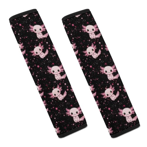 2 Pack Purple Pink Star Cute Animal Axolotl Car Seat Belt Pad Breathable Shoulder Harness Cover for Adult Use, Stroller Pushchair High Chair, Pressure Relief - color: Pattern 1075