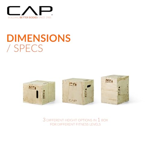 CAP Barbell 3-in-1 Plyometric Box | Multiple Styles and Sizes - size: 16in x 14in x 12in, style: WOOD