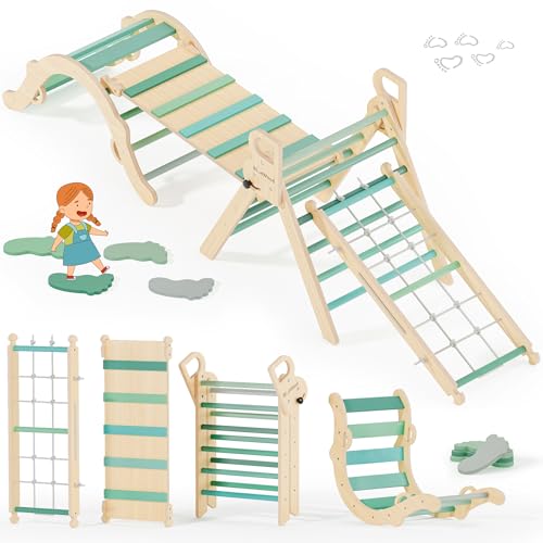10-in-1 Pikler Triangle Set, Climbing Toys for Kids Emerald Forest - color: Emerald Forest