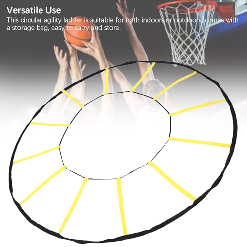 Circular Agility Training Ladder 12 Rungs Nylon Speed and Agility Trainer for Soccer Basketball Athletic Performance Exercise Gear with Storage Bag