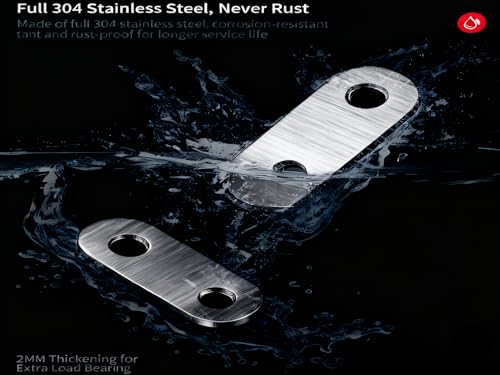 50PACK 1.4INCH X 0.6INCH Stainless Steel Straight Flat Bracket Repair Plate Brace,Mending Joining Plates for Wood, Board, Bed Frame, Furniture & Shelves,with Screws - size: 50PACK 1.4INCH X 0.6INCH
