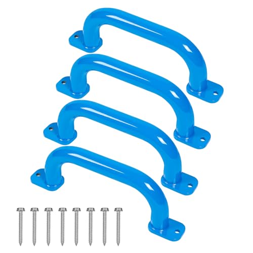 ESPETS 4 Pack of 10 Inch Blue Metal Outdoor Playground Handles | Rust-resistence Metal Playset Accessories, Playhouse ladder handles, Indoor Monkey Bars, Treehouse, Climbing walls handles - color: Blue