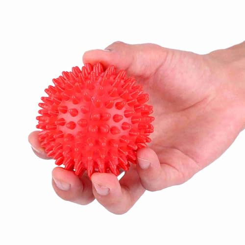 2Pcs Spiky Hard Massage Balls,Soft Spiked Manual Massager Rollers Body Spiky Balls Fitness Finger Relax Tool for Plantar Fasciitis Exercise Back Feet (Small 7.5cm) - color: Red, size: Small 7.5cm