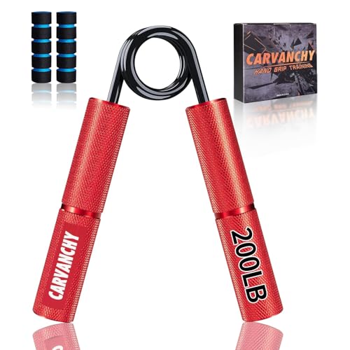 Grip Strength Trainer Set, 6 Pack, 50-350LB, Wrist Forearm Strengthener, Metal No Slip, Hand Grip Gripper Strengthener for Strength Training and Exercise, Hand Workout Squeezer Grip Strength - color: Red,200lb