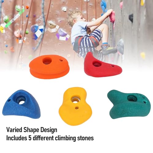 5 Pcs Climbing Holds, Colorful Resin Wall Grips with Mounting Hardware for Kids Indoor Outdoor Climbing