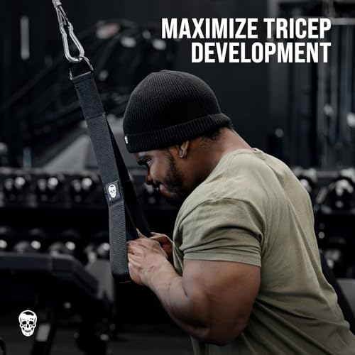 Gymreapers Tricep Rope Cable Attachment - Multi-Workout Tricep Pull Down Cable Attachment - Perfect Gym Cable attachments (3 Lengths Built in One) - color: Black, size: Tricep Rope - 19"