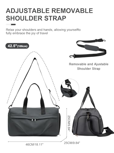 Gym Duffle Bag with Shoe Compartment for Women Men Sports Workout Carry on Weekend Overnight Bag, Grey - color: A8-grey -Large